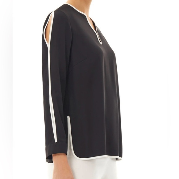 MING WANG NWOT Split Sleeve Crêpe de Chine Blouse- Size S - Picture 3 of 13